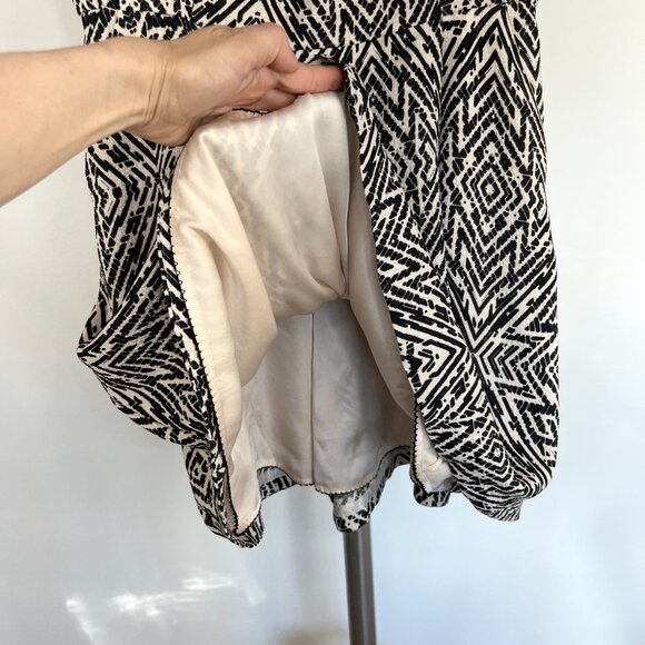 Sz 14- Anthro Maeve Abstract Geometric Black White Fit & Flare Sleeveless Dress - Picture 6 of 16